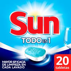 Detergente Lavavajilla Tabletas Sun Máquina 3En1 20 Un.