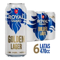Pack 6 Un. Cerveza Royal Guard Golden Lager 4.5° Lata 470 Cc